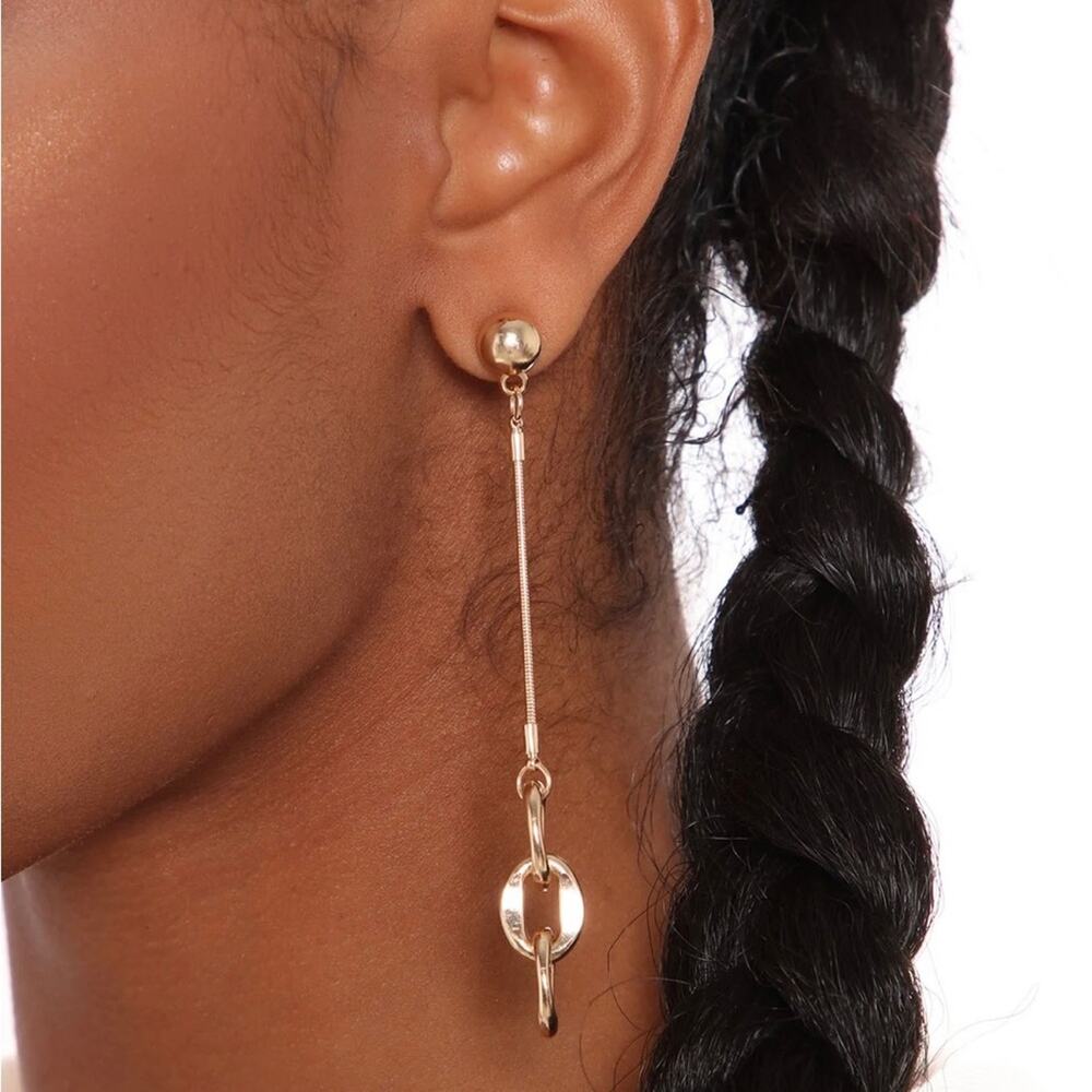 Fashion Nova On My Last Link Gold Chain Earrings NWT